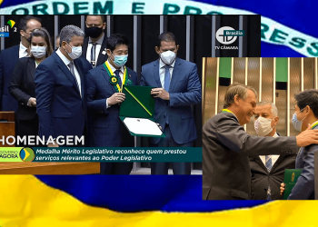 Empresário da 25, Thomas Law, recebe ao lado do Presidente Bolsonaro, medalha de mérito por ações humanitárias na pandemia.