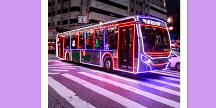 Cidade de SP: Ônibus iluminados começam a circular para celebrar a chegada do Natal