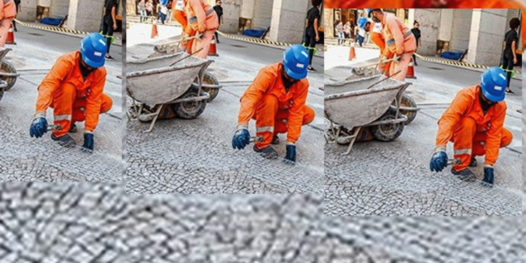 Prefeitura de SP troca o piso da calçada no Largo São Francisco-USP