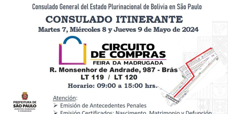 O Consulado Geral da Bolívia em SP vai atender no Shopping Circuito das Compras, no Brás