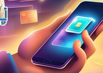 Um smartphone com a tela exibindo o aplicativo da Carteira do Google, com diversos cartões de crédito e débito cadastrados.