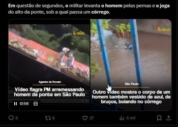 Treze policiais foram afastados após PM jogar homem de ponte durante abordagem em São Paulo