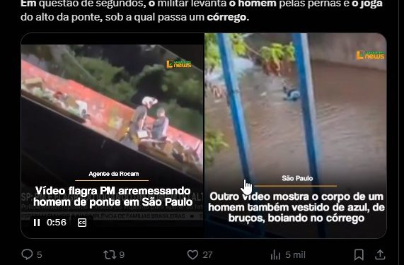 Treze policiais foram afastados após PM jogar homem de ponte durante abordagem em São Paulo