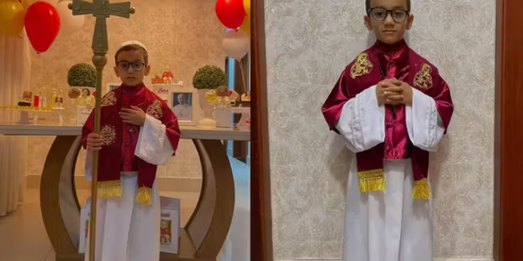 Menino de 6 anos escolhe Papa Leão XIV como tema de aniversário!