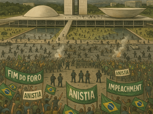 Brasília em Chamas: Motim bolsonarista trava o Congresso e acende guerra pelo fim do foro — anistia ainda emperra