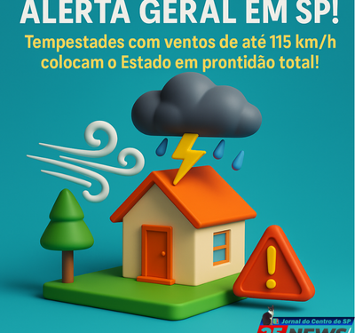 ALERTA GERAL EM SP! Tempestades com ventos de até 115 km/h colocam o Estado em prontidão total, nesta sexta e sábado(7-8)