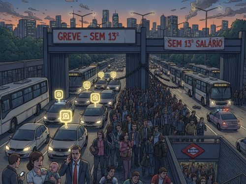 GREVE DE ÔNIBUS EM SÃO PAULO: O CAOS QUE ENGOLIU A CIDADE NUM FIM DE TARDE CHUVOSO