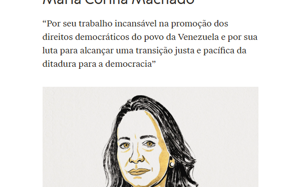 Paz em tempos de autoritarismo: o Nobel que expôs a Venezuela ao mundo, Maria Corina Machado