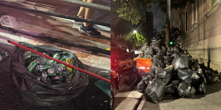 RESSACA NA PAULISTA: Equipe de limpeza denuncia falta de lixeiras e baixo pagamento no Réveillon