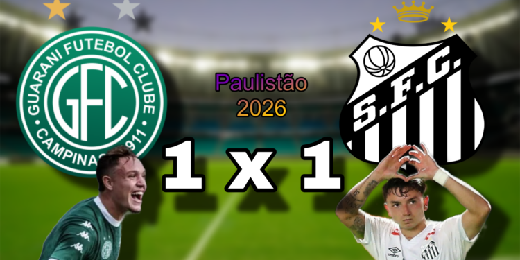 Guarani arranca empate no apagar das luzes e frustra vitória do Santos no Brinco de Ouro