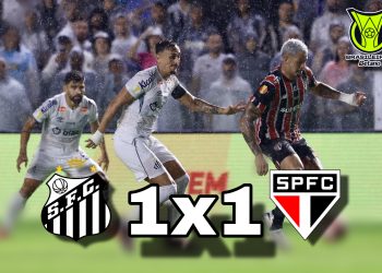 Tudo igual no San-São: Santos sai na frente, São Paulo reage e clássico termina empatado