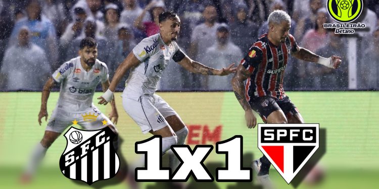 Tudo igual no San-São: Santos sai na frente, São Paulo reage e clássico termina empatado