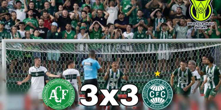 Chapecoense busca empate heroico contra o Coritiba em jogo de seis gols no Brasileirão 2026