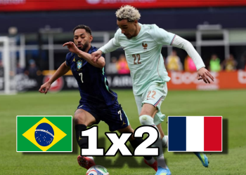 A Seleção Brasileira foi derrotada pela França por 2 a 1