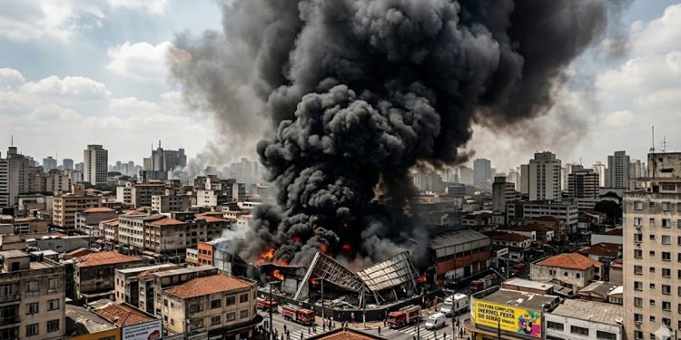 FOGO NO BRÁS: Incêndio de grandes proporções destrói galpão de tecidos, e mobiliza  mais de 20 viaturas dos Bombeiros.