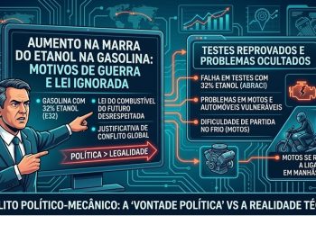 Alexandre Silveira confessa que não seguirá prazos da Lei do Combustível do Futuro alegando "motivos de guerra"; bastidores revelam que mistura de 32% causou panes em motos e dificuldades de partida no frio.