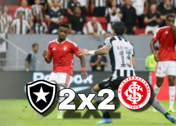 Botafogo cede empate duas vezes e fica no 2 a 2 com o Internacional pelo Brasileirão 2026