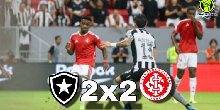 Botafogo cede empate duas vezes e fica no 2 a 2 com o Internacional pelo Brasileirão 2026