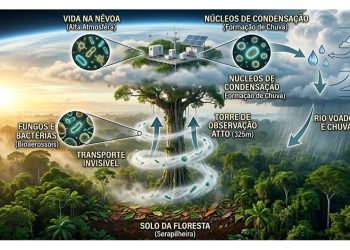 O ELEVADOR BIOLÓGICO: Cientistas descobrem ecossistema vivo na névoa a 325 metros de altura na Amazônia.