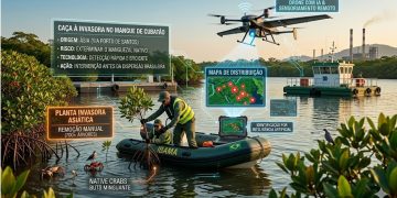 GUERRA NO MANGUE: Ibama caça planta invasora com I.A. para evitar colapso ambiental em Cubatão.
