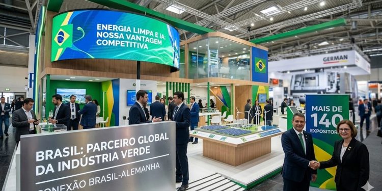 VITRINE SUSTENTÁVEL: Força produtiva nacional exibe matriz limpa e atrai olhares em cúpula germânica.