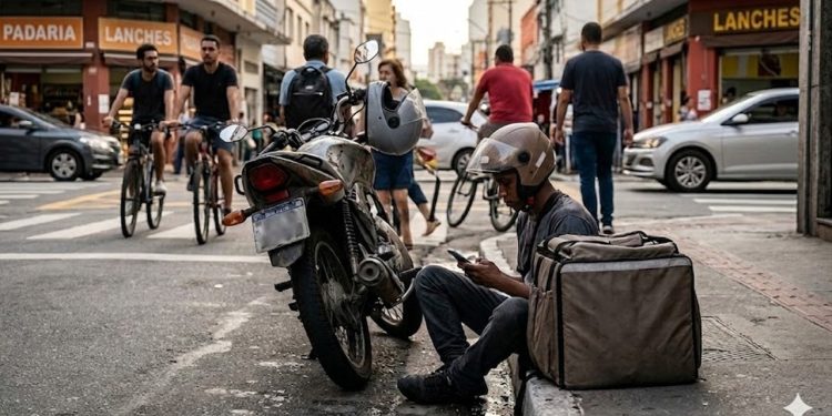 MARATONA SOBRE DUAS RODAS: O peso do asfalto para quem sustenta o fluxo logístico da metrópole.