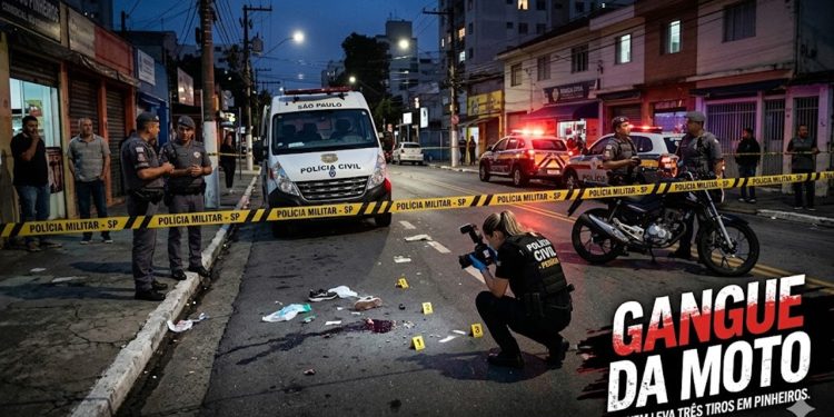 MÁFIA DA MOTO: JOVEM LEVA TRÊS TIROS EM PINHEIROS.