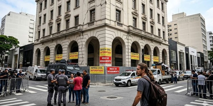 CERCO AO PERIGO: Destacamento de segurança interrompe ocupação em imóvel sob ameaça de ruína.