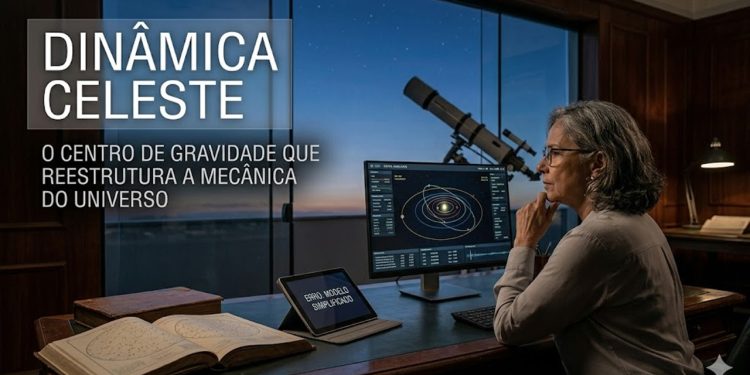 DINÂMICA CELESTE: O CENTRO DE GRAVIDADE QUE REESTRUTURA A MECÂNICA DO UNIVERSO.