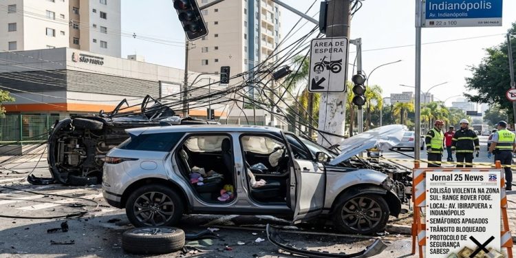 FUGA COVARDE: MOTORISTA DE LUXO DESTRÓI CRUZAMENTO E FOGE.