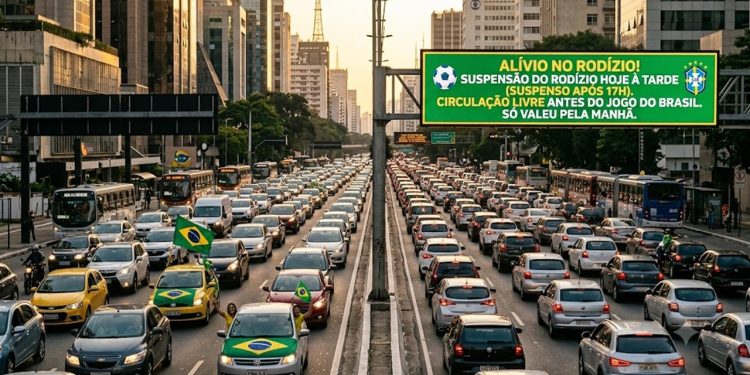 ALÍVIO NAS PISTAS: Rodízio é suspenso para jogo do Brasil.