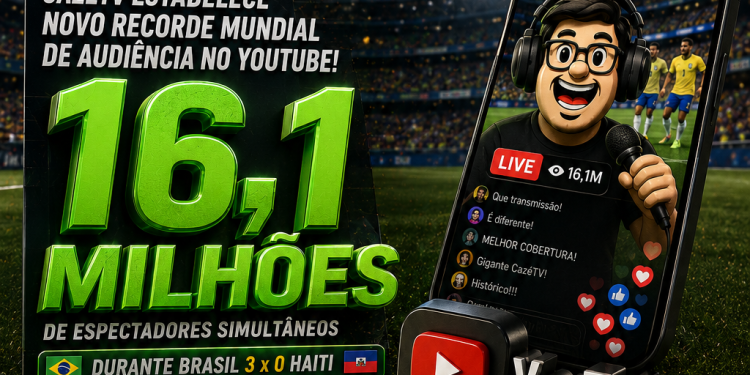 CazéTV estabelece novo recorde mundial de audiência no YouTube: 16,1 milhões de espectadores simultâneos