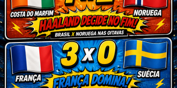 BOLETIM DIÁRIO DA COPA-FASE MATA-MATA: Costa do Marfim 1 x 2 Noruega; França 3 x 0 Suécia e Mexico 2×0 Equador