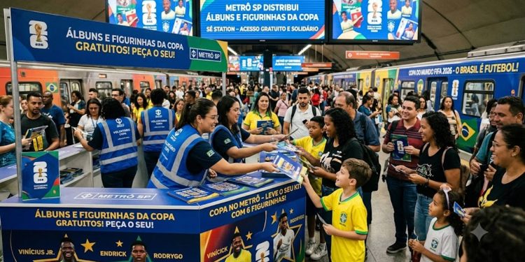 METRÔ DE SP DISTRIBUI ÁLBUNS E FIGURINHAS DA COPA GRATUITAMENTE.