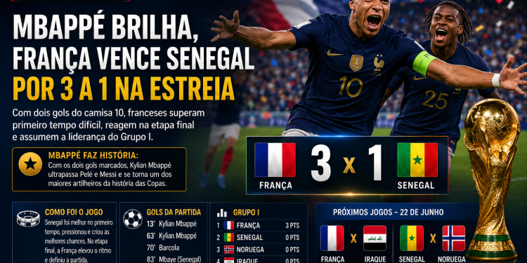 🇫🇷 MBAPPÉ COMANDA A FRANÇA E SENEGAL VÊ ESTREIA ESCAPAR NO SEGUNDO TEMPO