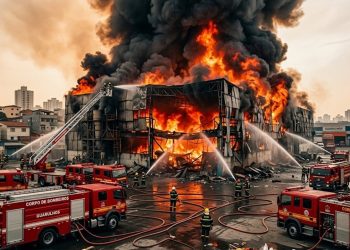 FOGO E CINZAS: INCÊNDIO DESTRÓI GALPÃO E ASSOMBRA GUARULHOS.