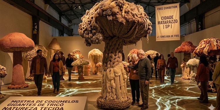 MOSTRA GRATUITA DE COGUMELOS GIGANTES DE TRICÔ INVADE SÃO PAULO.
