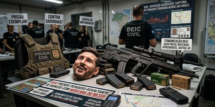 DEIC PRENDE PERIGOSO ASSALTANTE DE BANCOS COM MÁSCARA DO MESSI.