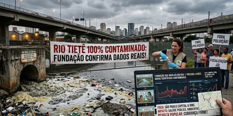RIO TIETÊ ESTÁ COMPLETAMENTE CONTAMINADO DA NASCENTE ATÉ A FOZ.