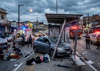 TRAGÉDIA EM SAPOPEMBA: CARRO INVADE PONTO E DEIXA SEIS FERIDOS.