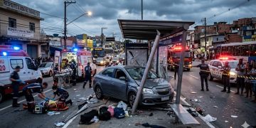 TRAGÉDIA EM SAPOPEMBA: CARRO INVADE PONTO E DEIXA SEIS FERIDOS.
