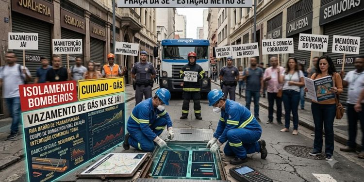 VAZAMENTO DE GÁS INTERDITA RUA BARÃO DE PARANAPIACABA NA SÉ