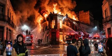 BRUTALIDADE DO FOGO: Incêndio consome galpões e ameaça trens.