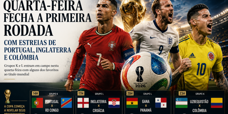 🏆 COPA DO MUNDO 2026 QUARTA-FEIRA FECHA A PRIMEIRA RODADA COM ESTREIAS DE PORTUGAL, INGLATERRA E COLÔMBIA