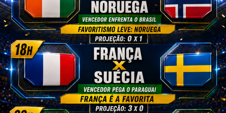 Terça-Feira,29.06.26 : Costa do Marfim e Noruega abrem a rodada; França tenta confirmar o favoritismo contra a Suécia, enquanto México e Equador encerram o dia no Estádio Azteca