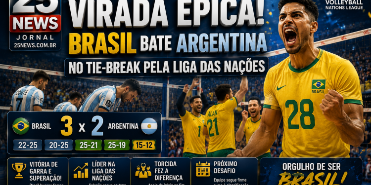 A seleção brasileira masculina de vôlei protagonizou uma das grandes emoções da Liga das Nações ao vencer a Argentina por 3 sets a 2, após estar perdendo por 2 a 0.