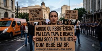 ABUSO OU RESISTÊNCIA? PM LEVA TAPA E REAGE COM SOCO EM MULHER COM BEBÊ EM SP