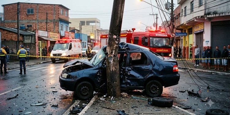 BRINCADEIRA MORTAL: RACHA DOBRA CARRO EM POSTE NA SAPOPEMBA