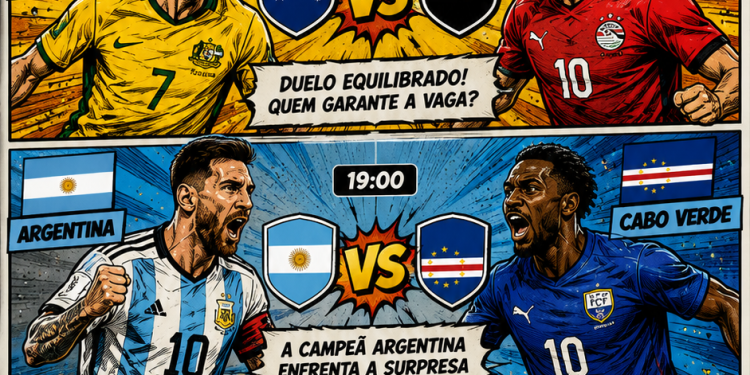 JOGOS DA COPA DE HOJE : 🇦🇺 Austrália × 🇪🇬 Egito  🕒 Horário: 15h00 (Brasília);🇦🇷 Argentina × 🇨🇻 Cabo Verde  🕒 Horário: 19h00 (Brasília);🇨🇴 Colômbia × 🇬🇭 Gana 🕥 Horário: 22h30 (Brasília)