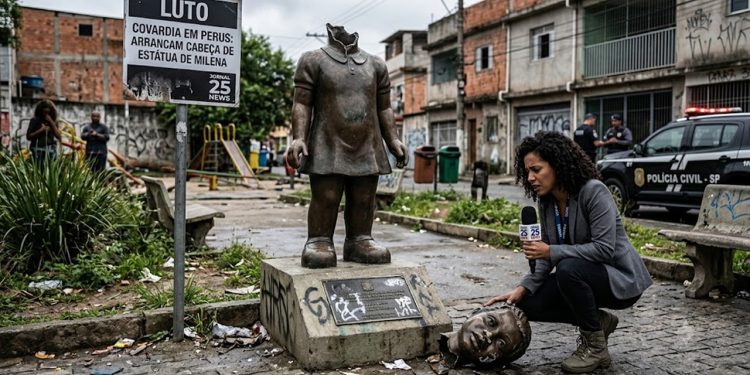 COVARDIA EM PERUS: Arrancam cabeça de estátua de Milena